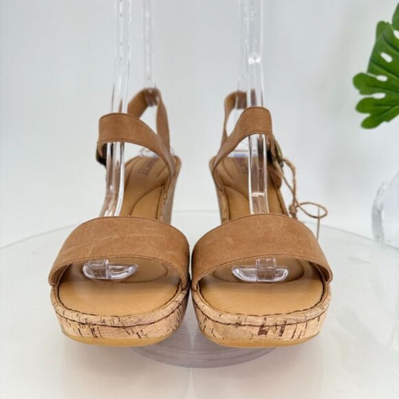 Born Lenore Platform Wedge Sandals Womens Size 10 M Brown Leather Buckle Shoes - Picture 4 of 15